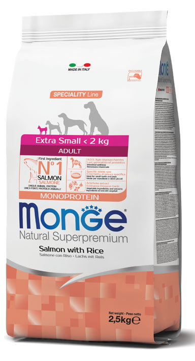 MONGE EXTRA SMALL ADULT SALMONE & RISO 800 G - doctorpill.it