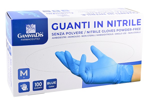 GUANTI NITRILE SENZA POLVERE SMALL 100 PEZZI GAMMADIS - doctorpill.it