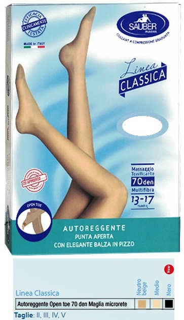 SAUBER AUTOREGGENTE OPEN TOE MAGLIA MICRORETE 70 DEN COLORE NEUTRO BEIGE TAGLIA 3 LINEA CLASSICA - doctorpill.it