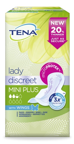 PANNOLONE SAGOMATO TENA DISCREET MINI PLUS WINGS 16 PEZZI - doctorpill.it