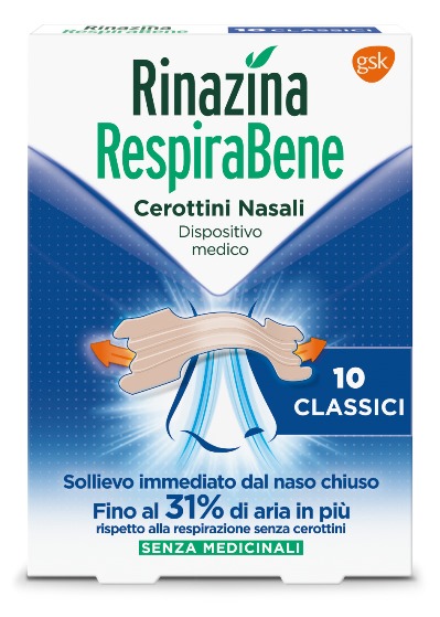 RINAZINA RESPIRABENE CEROTTI NASALI CLASSICI CARTON 10 PEZZI - doctorpill.it