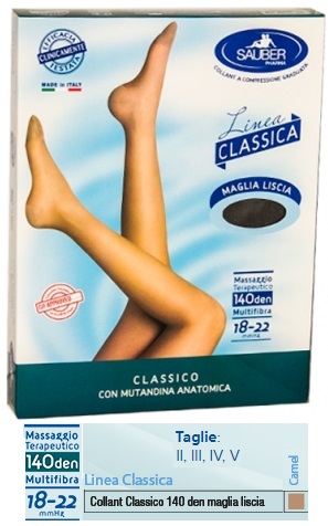 SAUBER CLASSICO COLLANT 140 DENARI MAGLIA LISCIA CAMEL 4 - doctorpill.it