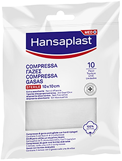 HANSAPLAST GARZA COMPRESSA 10 X 10 CM 10 PEZZI - doctorpill.it