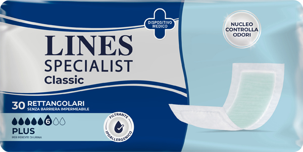 PANNOLONE RETTANGOLARE LINES SPECIALIST CLASSIC SENZA BARRIERA 30 PEZZI - doctorpill.it