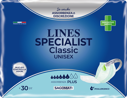 PANNOLONE SAGOMATO LINES SPECIALIST CLASSIC PLUS 30 PEZZI - doctorpill.it