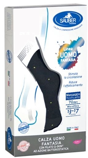 SAUBER CALZA UOMO FANTASIA Q-SKIN 70 DEN BLU POIS GIALLI TAGLIA G - doctorpill.it