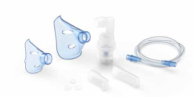 SOFFIO CUBE KIT ACCESSORI RICAMBIO CON AMPOLLA, BOCCAGLIO E FOCELLA NASALE, MASCHERA PEDIATRICA E ADULTI, TUBELLO E FILTRI DI RICAMBIO E BORSA PORTA ACCESSORI - doctorpill.it