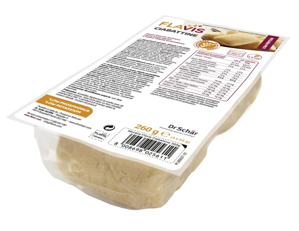 FLAVIS CIABATTINE PANINI BIANCHI APROTEICI 4 PEZZI DA 65 G - doctorpill.it
