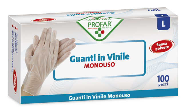 PROFAR GUANTO IN VINILE SENZA POLVERE L 100 PEZZI - doctorpill.it