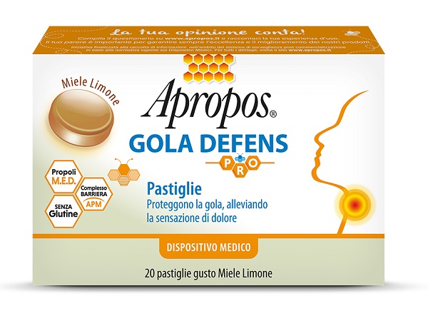 APROPOS GOLA DEFENS PRO 20 PASTIGLIE MIELE LIMONE - doctorpill.it