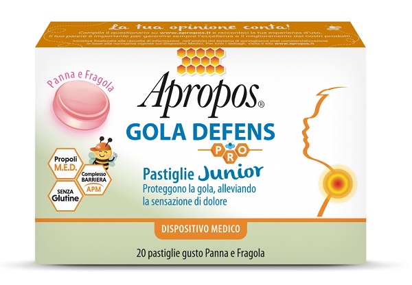 APROPOS GOLA DEFENS PRO 20 PASTIGLIE JUNIOR PANNA FRAGOLA - doctorpill.it
