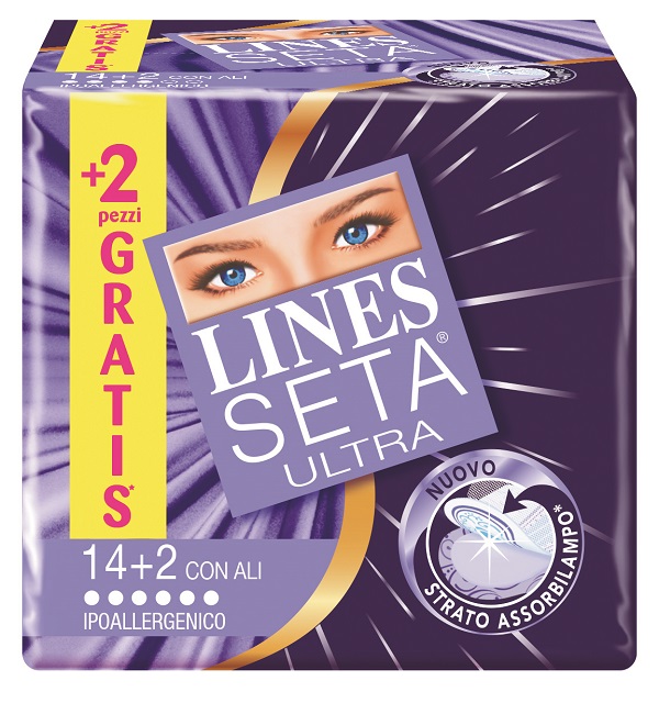 ASSORBENTE LINES SETA ULTRA CON ALI 16 PEZZI - doctorpill.it
