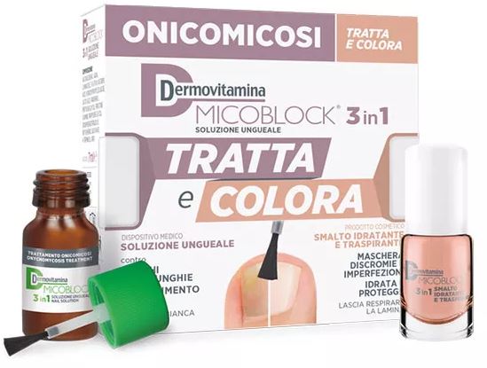 DERMOVITAMINA MICOBLOCK 3 IN 1 TRATTA E COLORA SOLUZIONE UNGUEALE 7 ML + SMALTO IDRATANTE TRASPIRANTE 5 ML - doctorpill.it