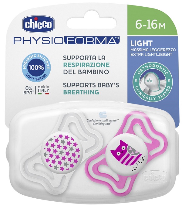 CHICCO SUCCHIETTO LIGHT GIRL SILICONE 6-16 MESI 2 PEZZI - doctorpill.it