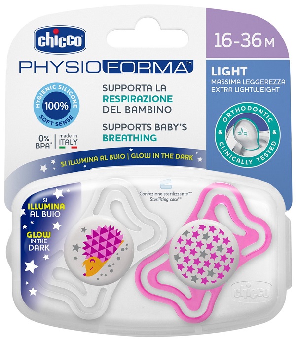 CHICCO SUCCHIETTO LIGHT LUM SILICONE 16-36 MESI 2 PEZZI - doctorpill.it