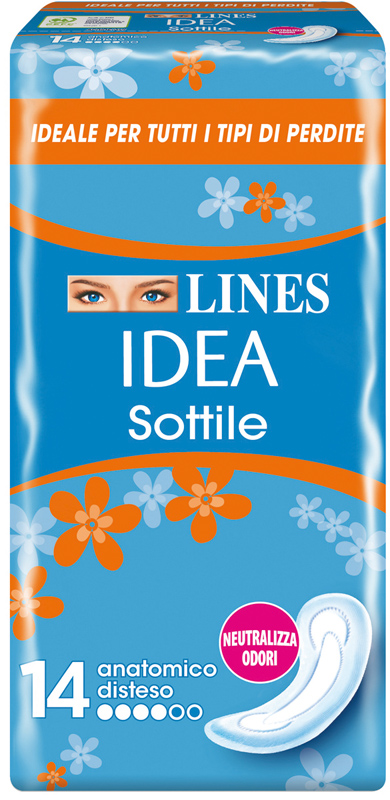 LINES IDEA ASSORBENTE SOTTILE DISTESO ANATOMICO 14 PEZZI - doctorpill.it