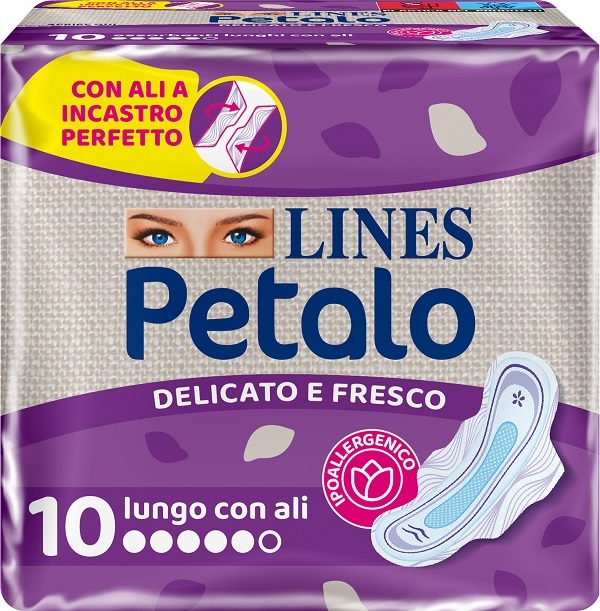 LINES PETALO BLU ASSORBENTE LUNGO CON ALI 10 PEZZI - doctorpill.it