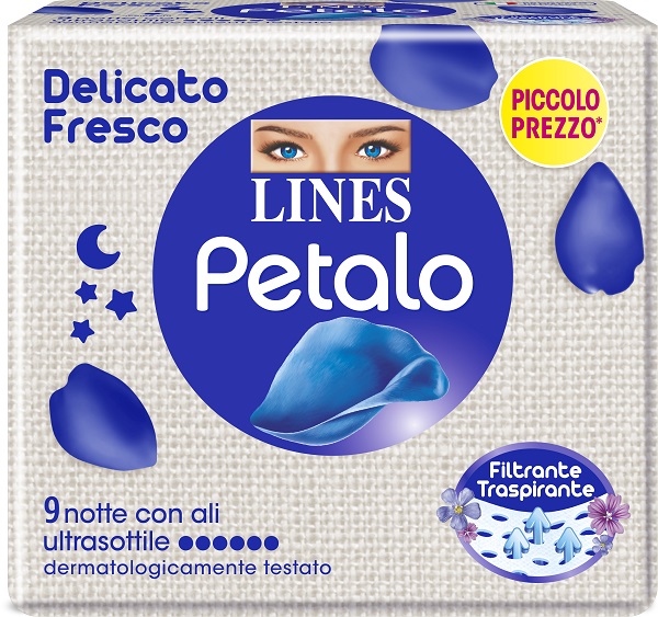 LINES PETALO BLU ASSORBENTE NOTTE 9 PEZZI - doctorpill.it