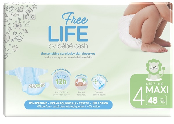 FREELIFE BY BEBECASH PANNOLINI MAXI TAGLIA 4 7-18 KG GIROVITA 38-60 CM 48 PEZZI - doctorpill.it
