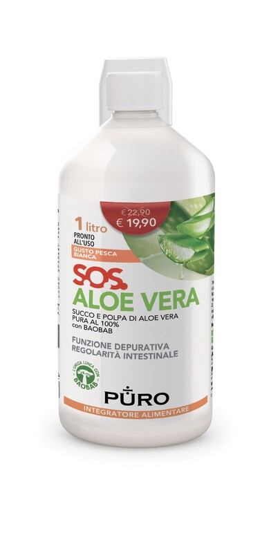 PURO ALOE VERA SUCCO E POLPA 100% + BAOBAB PESCA BIANCA 1 LITRO - doctorpill.it