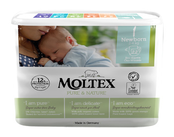 PANNOLINI MOLTEX PURE & NATURE NEW BORN 2-5 KG TAGLIA 1 22 PEZZI - doctorpill.it
