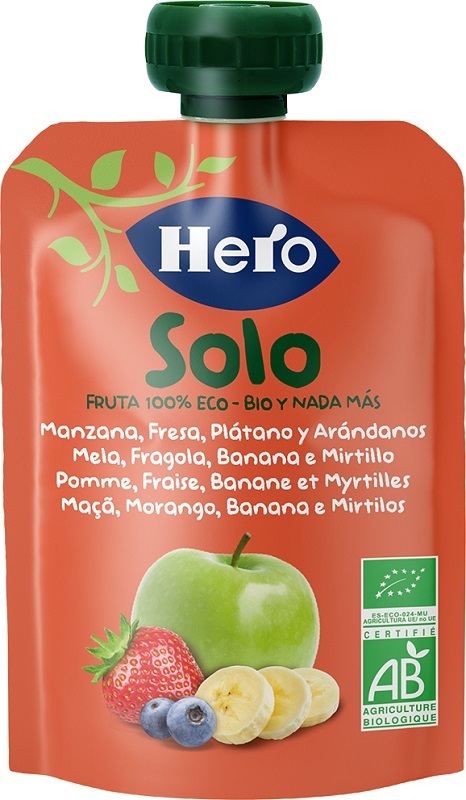 HERO SOLO FRUTTA FRULLATA 100% BIO MELA BANANA FRAGOLA 100 G - doctorpill.it