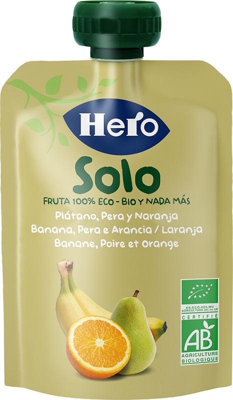 HERO SOLO FRUTTA FRULLATA 100% BIO BANANA PERA ARANCIA 100 G - doctorpill.it