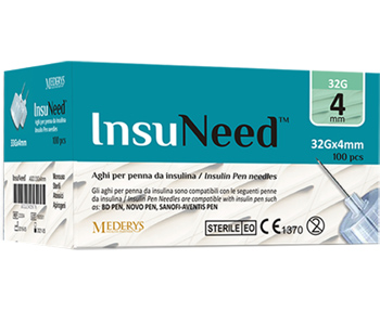 AGO PENNA SOMMINISTRAZIONE INSULINA INSUNEED GAUGE 32 4MM 100 PEZZI - doctorpill.it