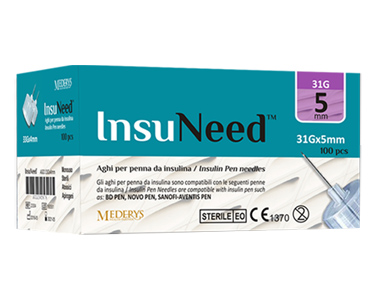 AGO PENNA SOMMINISTRAZIONE INSULINA INSUNEED GAUGE 31 5MM 100 PEZZI - doctorpill.it