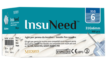 AGO PENNA SOMMINISTRAZIONE INSULINA INSUNEED GAUGE 31 6MM 100 PEZZI - doctorpill.it