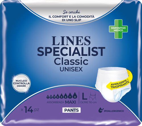 PANNOLONE A MUTANDA LINES SPECIALIST CLASSIC PANTS MAXI L 14 PEZZI - doctorpill.it