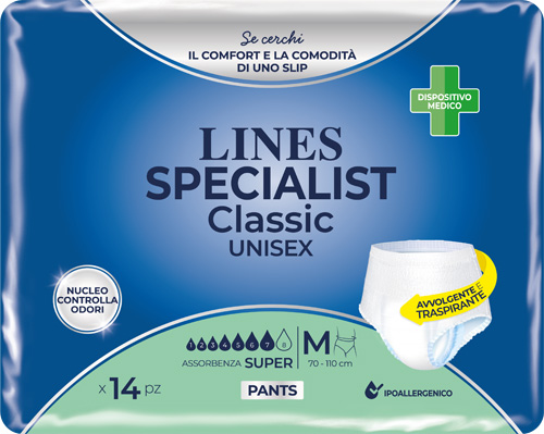 PANNOLONE A MUTANDA LINES SPECIALIST CLASSIC PANTS SUPER M 14 PEZZI - doctorpill.it