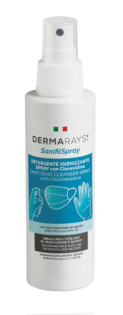DERMARAYS SANIFIL SPRAY DETERGENTE IGIENIZZANTE SPRAY CON CLOREXIDINA PER MASCHERINE E GUANTI 100 ML - doctorpill.it