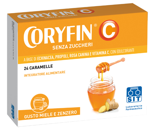 CORYFIN C SENZA ZUCCHERO MIELE ZENZERO 24 CARAMELLE - doctorpill.it