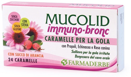 MUCOLID BRONC IMMUNO 24 CARAMELLE GUSTO ARANCIA - doctorpill.it