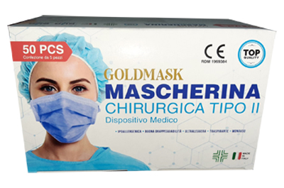 MASCHERINA CHIRURGICA GOLDMASK TIPO II 50 PEZZI - doctorpill.it