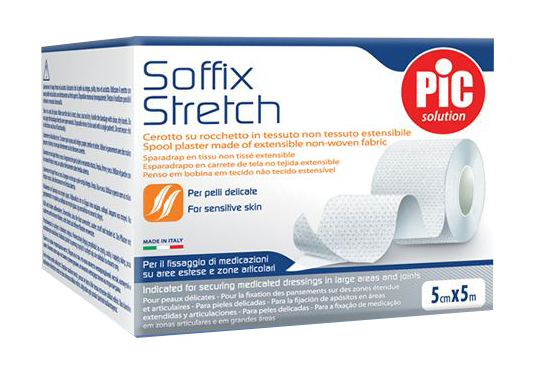 CEROTTO IN ROTOLO PIC SOFFIX STRETCH TESSUTO NON TESSUTO ESTENDIBILE 5X500 CM 1 PEZZO - doctorpill.it