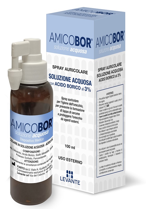 SOLUZIONE ACQUOSA PER IRRIGAZIONE DELL'ORECCHIO AMICOBOR 100 ML - doctorpill.it
