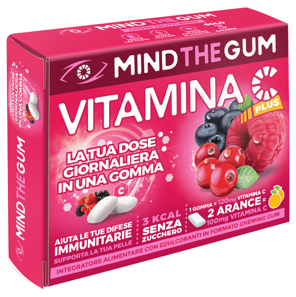 MIND THE GUM VITAMINA C FRUTTI ROSSI 18 GOMME CONFETTATE SENZA ZUCCHERO - doctorpill.it