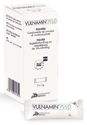 VULNAMIN PWD MEDICAZIONE INTERATTIVA IN POLVERE DI SODIO JALURONATO E AMINOACIDI 2 STICK PACK - doctorpill.it