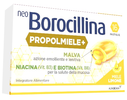NEOBOROCILLINA PROPOLMIELE+ MIELE/LIMONE 16 PASTIGLIE - doctorpill.it