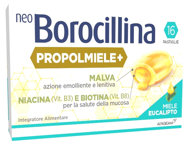 NEOBOROCILLINA PROPOLMIELE+ MIELE/EUCALIPTO 16 PASTIGLIE - doctorpill.it