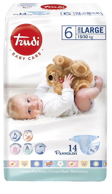 TRUDI BABY CARE PANNOLINO BAMBINI EXTRALARGE 15/30 KG 14 PEZZI - doctorpill.it