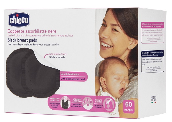 CHICCO COPPETTA ASSORBILATTE ANTIBATTERICA NERA 60 PEZZI - doctorpill.it