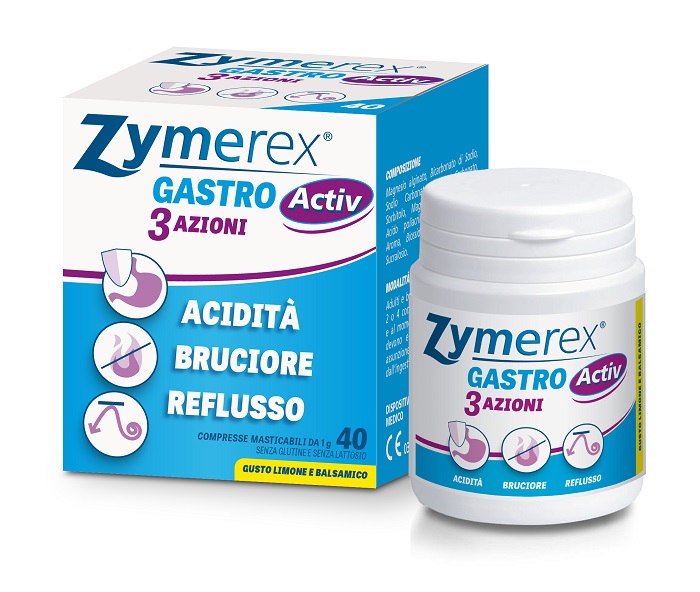 ZYMEREX GASTRO ACTIV 3 AZIONI 40 COMPRESSE MASTICABILI - doctorpill.it