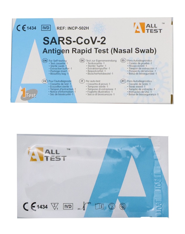 TEST ANTIGENICO RAPIDO COVID-19 ALLTEST AUTODIAGNOSTICO DETERMINAZIONE QUALITATIVA ANTIGENI SARS-COV-2 IN TAMPONI NASALI MEDIANTE IMMUNOCROMATOGRAFIA - doctorpill.it