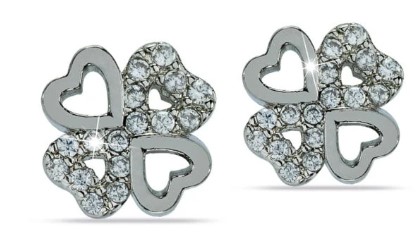 ORECCHINO MJ POST 327 QUADRIFOGLIO ARGENTO CON ZIRCONI - doctorpill.it
