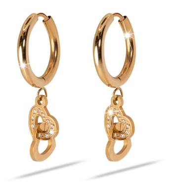 ORECCHINO MJ POST 333 CERCHIETTO ORO ROSA CON PENDENTE CUORI - doctorpill.it