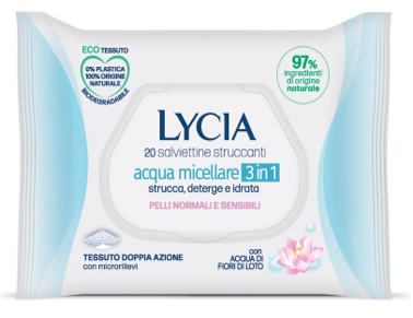 LYCIA SALVIETTINE STRUCCANTI ACQUA MICELLARE 3 IN 1 20 PEZZI - doctorpill.it