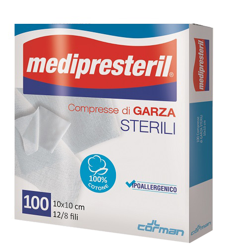 GARZA COMPRESSA MEDIPRESTERIL 12/8 FU 10X10CM 100 PEZZI - doctorpill.it